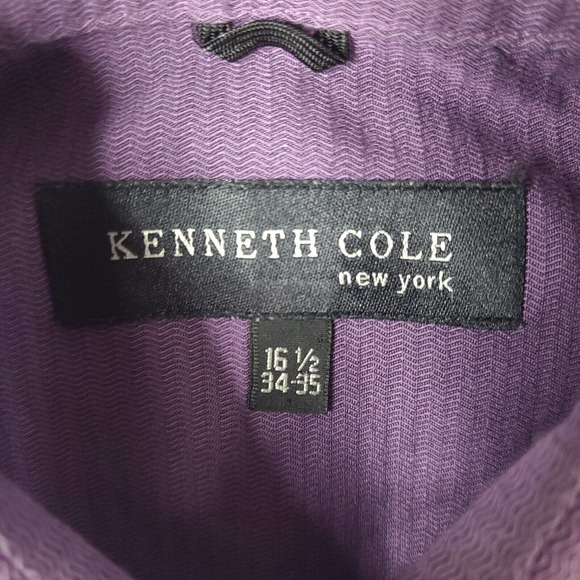 Kenneth Cole Dress‎ Shirt Size 16.5 34-35 Purple Button Down Long Sleeve - Picture 4 of 12